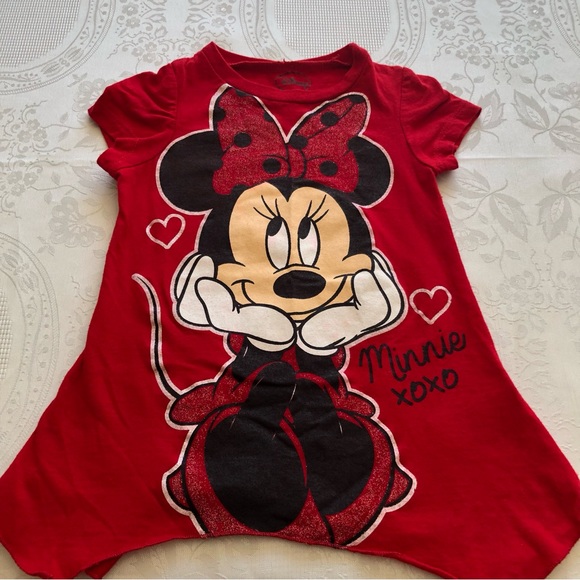 Disney Red Minnie Mouse XOXO T-Shirt Toddlers Size 3T Short Sleeves Large Logo - Picture 10 of 12